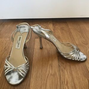 Jimmy Choo Strappy Metallic Slingback Heels
